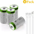4 Pack CR2 Battery,Rechargeable CR2 3.7v Lithium Batteries, 4 in 1 USB Type C Rechargeable Lithium CR2 CR15H270 15270 Batteries, 300mAh,1.5Hours Fast Charge