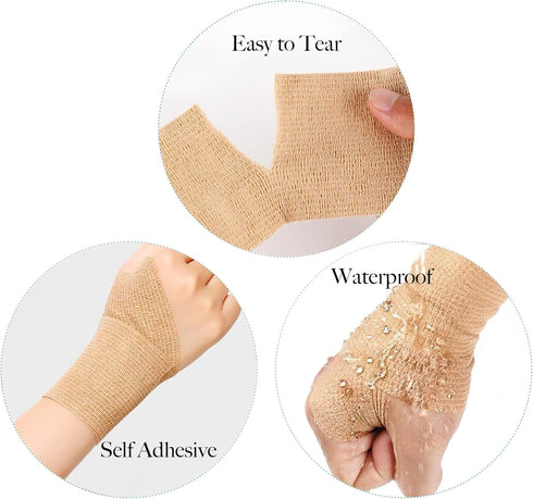 32 Rolls Self Adhesive Bandage Wrap, 2 inch Cohesive Stretch Bandages for Sports Swelling Sprains