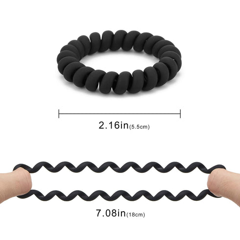 Spiral Coil Hair Ties for Women, Matte Black, 12 Pcs No Crease Ponytail Holders for Thick and All Hair Types