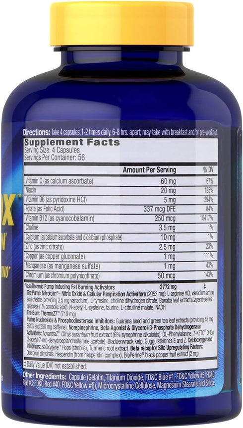 MHP Anadrox Pump & Burn, Nitric Oxide Fat Burning Supplement, 224 Capsules