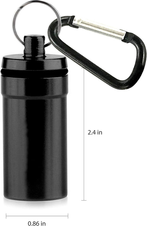 Deke Home Aluminium Keychain Medication Pill Box, Waterproof Portable Mini Travel Pill Organizer, Weekly Reminder