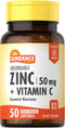 Sundance Absorbable Zinc with Vitamin C - 50mg, 50 Softgels, Essential Nutrients, Non-GMO and Gluten Free Supplement