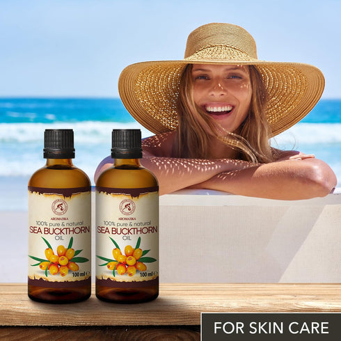 Sea Buckthorn Oil, 2pack of 2 x 3.4oz, Cold Pressed, Pure & Natural Carrier Oil for Hair, Face, Body Care