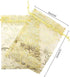 Onwon 50 PCS/Set Luxury Jewelry Candy Gift Bags, Champagne Velvet Drawstring Pouches, Gold Line Sheer Organza