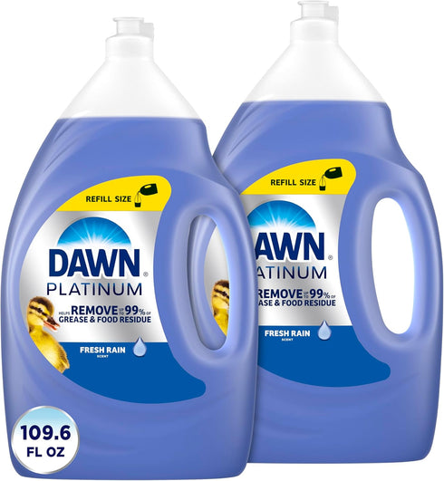 Dawn Platinum Dish Soap Liquid, Refreshing Rain Scent, 54.8 fl oz, Pack of 2 Dishwashing Liquid