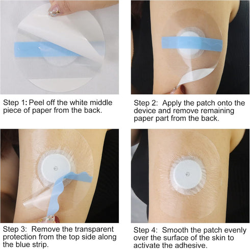 55Pack Freestyle Libre Adhesive Patches, Breathable Waterproof Sensor Patches for CGM, Clear with No Glue in Center