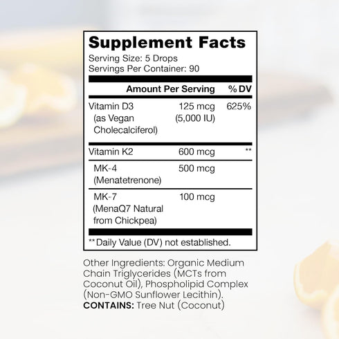 Pure Therapro Rx Vegan D3 + K2 Organic 100% Liposomal 10ml - Maximum Absorption Vitamin D3 and K2