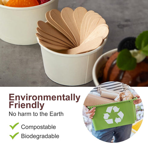 YANPROG 3" 100Pcs, Mini Wooden Spoons Small Tasting Spoons Individually Wrapped Ice Cream Spoon Natural Birch
