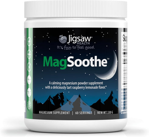 Jigsaw Health MagSoothe, Fast-Acting Calming Magnesium Glycinate Powder Supplement, 60 Servings