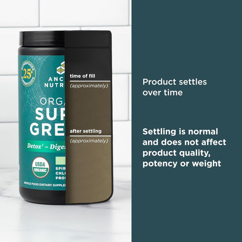 Ancient Nutrition SuperGreens Powder with Probiotics - Organic Peppermint Flavor for Digestive Support