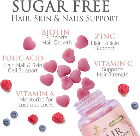 Gummies Gummy 5000 B12, 120 Gummies Hair Vitamins - Sugar Free Hair Growth Support with Biotin mcg Per Serving, Vitamin