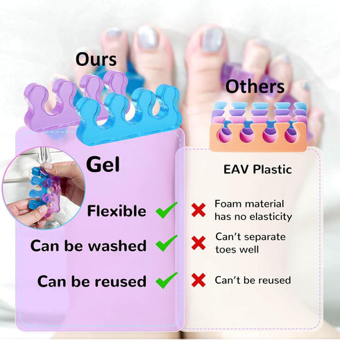 SUNFATT Toe Separators for Women, Soft Gel Pedicure Toe Spacers, Easy Finger and Toenail Polish Grooming Kit.