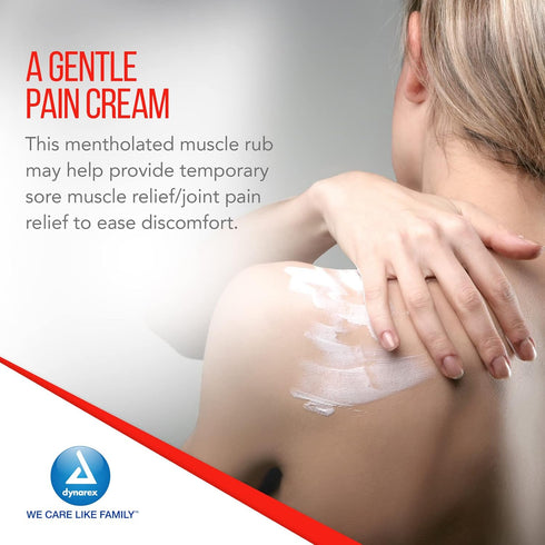 Dynarex DynaRub Cream - Mentholated Topical Muscle Pain Relief Cream, 10% Menthol, 15% Methyl Salicylate - 3oz, 1 Tube,