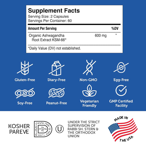 Zahler Ashwagandha Capsules 60 Capsules, KSM-66 600mg Supplement for Relaxation and Stress Support