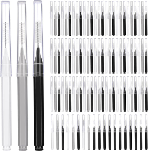 Patelai 100 Pieces Braces Brush for Cleaner Interdental Brush Toothpick, Dental Hygiene Flosser Tool (Black, White,