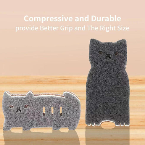 Kitchen Sponges Reusable, Cat Shape Dish Sponge, Non Scratch Heavy Duty, 4 Pack