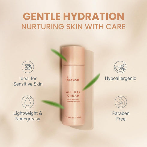 Karuna All Day Moisturizing Cream - Anti-Wrinkle Face Cream with Watermelon Extract, Hyaluronic Acid, 50 ml