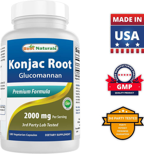 Best Naturals Konjac Root 2000mg - 180 Count