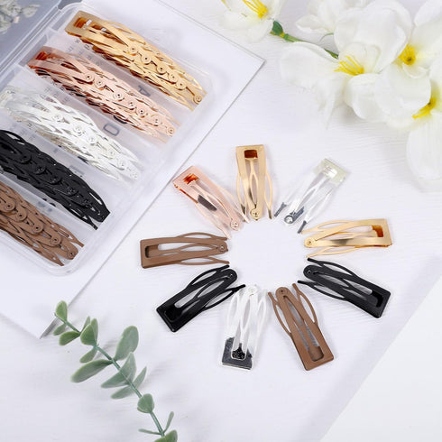 Snap Hair Clips in 5 Colors, Metal Hair Barrettes for Women and Girls Hair Accessories