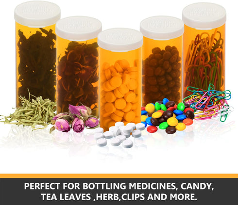 Empty Plastic Pill Bottles with Easy Open Snap Caps, Clear Containers for Prescription Medication (8 Dram, 12pcs)