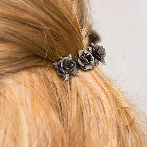 WILLBOND 6 Pieces Vintage Hair Barrettes, Retro French Flower Clips, Metal Bronze Floral Pins for Women