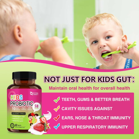 Kids Probiotic Chewable, 5 Billion CFUs + Prebiotics for Ages 3+, Natural Strawberry Flavor, 75 Servings