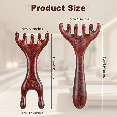 Xinjoduz 2 PCS Wood Head Massager Scalp Stress Relax, Therapy Comb Scratcher Massager Tool for Deep Relaxation