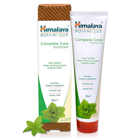 Himalaya Botanique Complete Care Toothpaste, Herbal Peppermint Flavor, Fluoride Free, 5.29 Oz, 1 Pack.