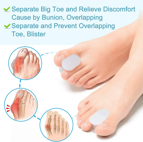 Povihome 10 Pack Gel Bunion & Toe Spacers - Separators and Straightener Orthotics for Bunion Pain Relief, S Size