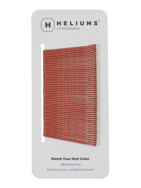 Heliums Bobby Pins - Auburn Red, 2 Inch Wavy Hair Pins, Color Matched for Redheads, 48 Count