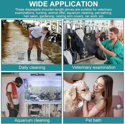 50 PCS Disposable Veterinary Gloves, 38.98x12.2inch Extra Long Shoulder Length Gloves for Veterinarians and Cleaning
