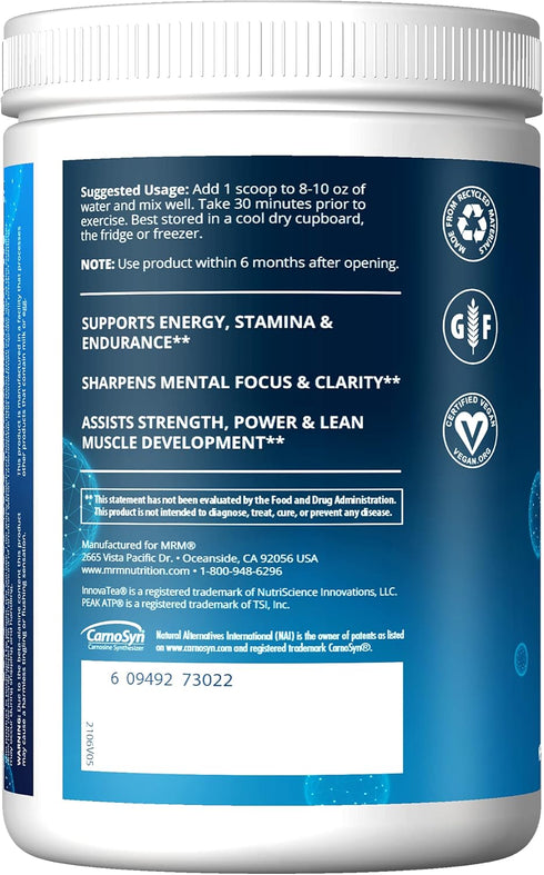 MRM Nutrition Driven Pre-Workout Powder | Mixed Berry Flavored | 125mg Caffeine | 29 Servings