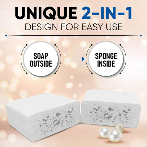 T.Taio Mother of Pearl Soap Sponge - Cleansing Shower Scrubber, 2-Pack for Bath Wash & Oil Removal