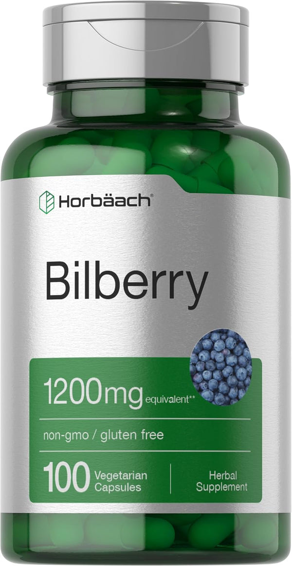 Horbaach Bilberry Fruit Extract 1200mg | 100 Capsules | Vegetarian, Non-GMO, Gluten Free Supplement