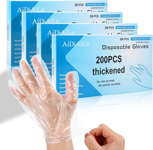 800PCS Disposable Plastic Gloves for Isolating Bacterial Stains, Direct Contact with Food
