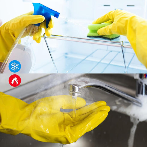 Rubber Dishwashing Gloves - 2 Pairs Long Household Cleaning Gloves for Kitchen Washing Dishes