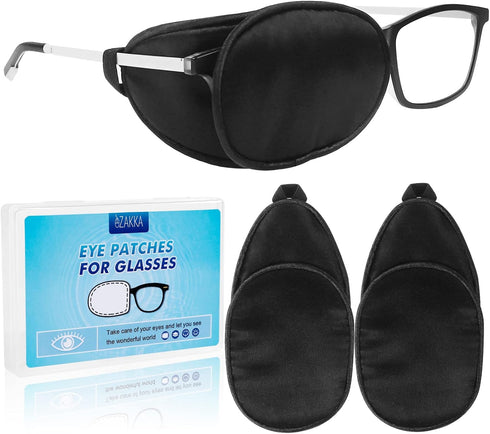 eZAKKA Eye Patches for Adults and Kids, Medical Soft Eye Patch for Lazy Eye Amblyopia Strabismus (Black+Black)