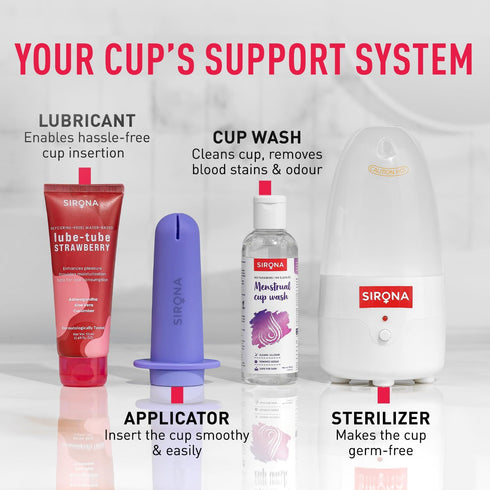 Pack 1 Sirona Reusable Menstrual Cup - Small Size | Ultra-Soft, Odor-Free, Rash-Free Medical-Grade Silicone with Pouch