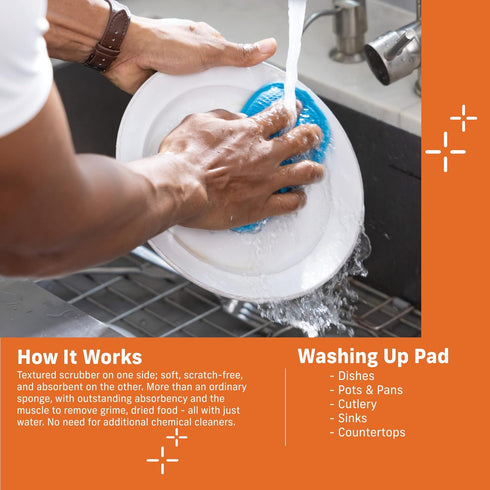 E-Cloth Washing Up Pad - Premium Microfiber Non-Scratch Kitchen Dish Scrubber Sponge, Yellow, 1 Pack