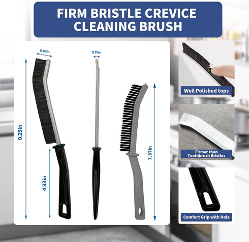 Miccillot 3pcs Crevice Cleaning Brush, Hard-Bristled Gap Scrub Brush, Toilet Gap Cleaning Brush Tool, for Scrub Small