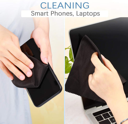 Frienda 12 Pack Large Microfiber Glass Cleaning Cloths, 12 x 12 Inch for Electronics and Lenses