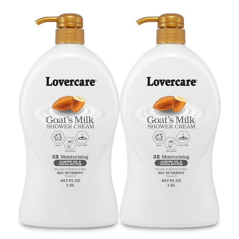 Lover's Care Goat's Milk Moisturizing Body Wash Shower Cream - Almond Oil & Cocoa Butter - 40.7 Fl.Oz - 2-pack