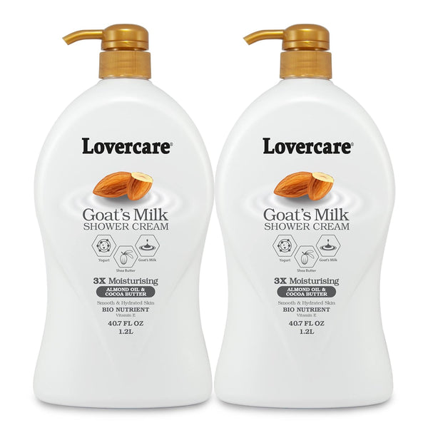 Lover's Care Goat's Milk Moisturizing Body Wash Shower Cream - Almond Oil & Cocoa Butter - 40.7 Fl.Oz - 2-pack