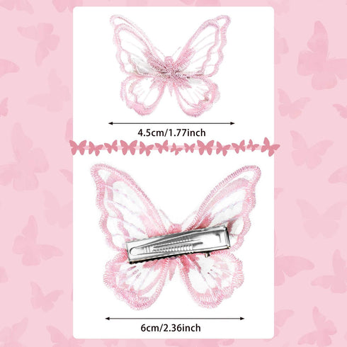 WILLBOND 18 Pieces Butterfly Hair Clip Accessories for Halloween Cosplaying Women, Lace Bows Embroidery Hair Pins, 2