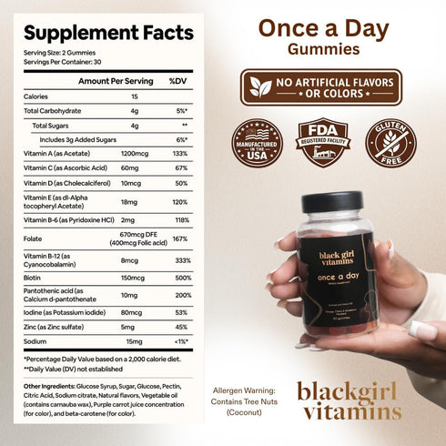Gummy Immune (30 Black Girl Vitamins Once a Day - Womens Multivitamin - Vitamin A, B, C, E and Zinc. Multivitamin