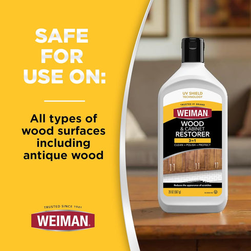 Weiman Wood Restore and Repair Kit, Wood Floor Scratch Repair, Furniture Markers Touch Up, Cabinet Cleaner, Removes