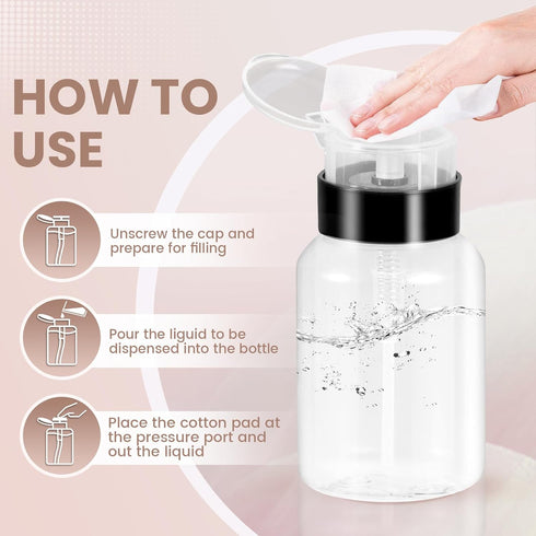 YAMYONE Nail Polish Remover Pump 2 Pack, 200ml Acetone Dispenser Bottle for Makeup Remover, Lockable Push Down