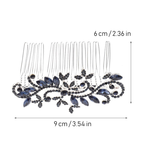 Lurrose Wedding Hair Comb Blue Rhinestone Hair Comb Hairpin Bride Vintage Flower Crystal Overtone Bridal Hair Accessories for Bridal Bridesmaid