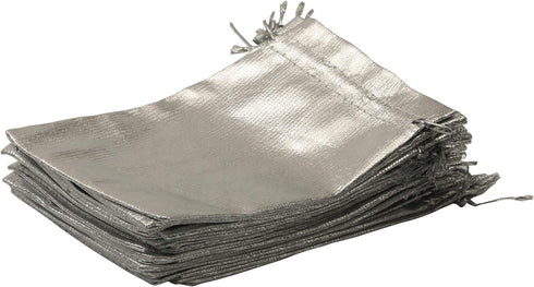 Pack of 100 Heavy Duty Silver Drawstring Organza Jewelry Pouches - 5"x 7" for Wedding Party Favor Bags