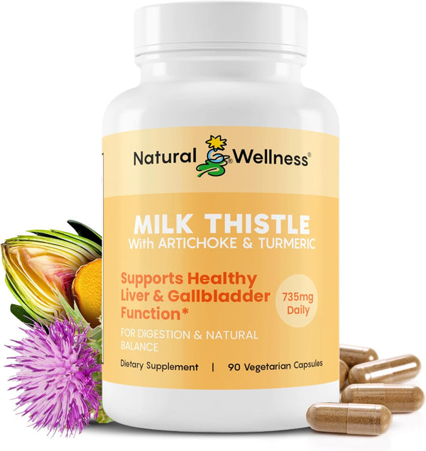 Natural Wellness Milk Thistle with Artichoke & Turmeric Advanced Liver Support Supplement